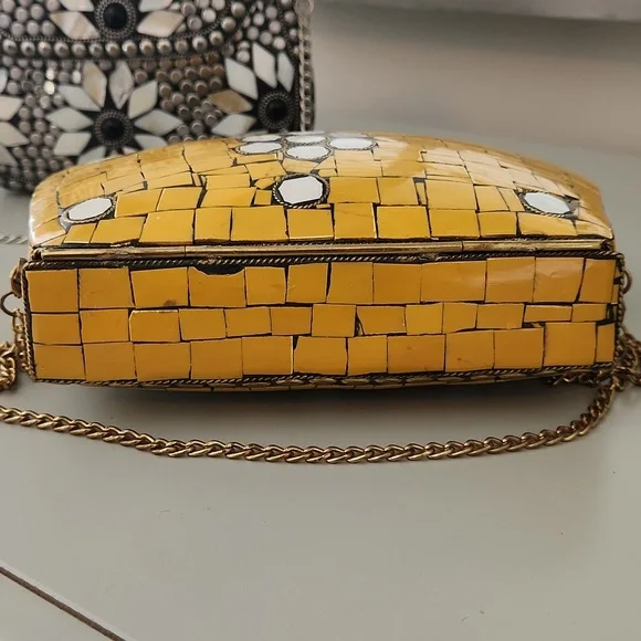 BOHO Clay, brass, stone purse - Picture 4 of 5